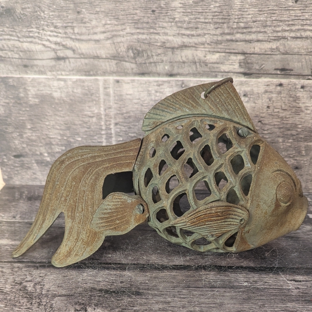 Antique Iron Koi Fish Lantern